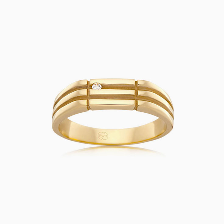 Double Grooved Mens Signet Ring