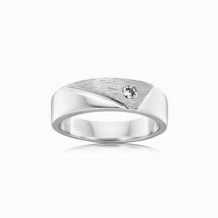 Brushed Signet Diamond Ring
