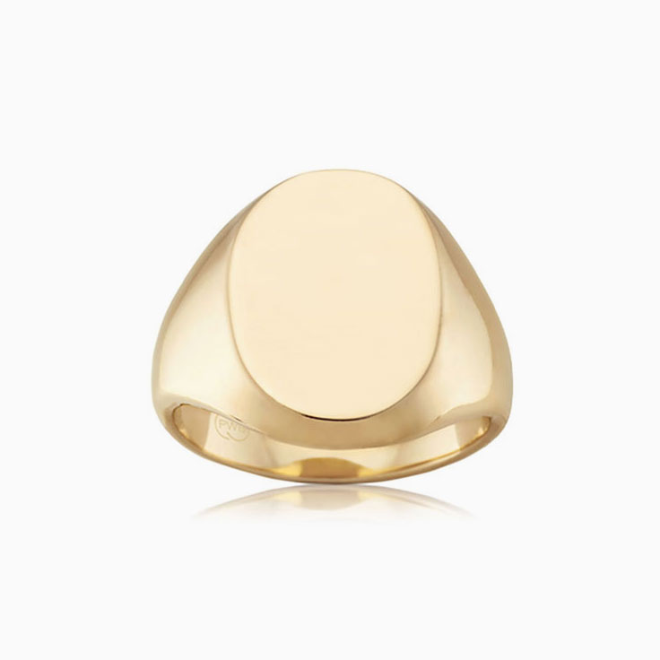 Classic Oval Signet Mens Wedding Band