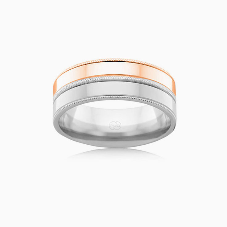 Two Tone Mens Wedding Ring 2T1364