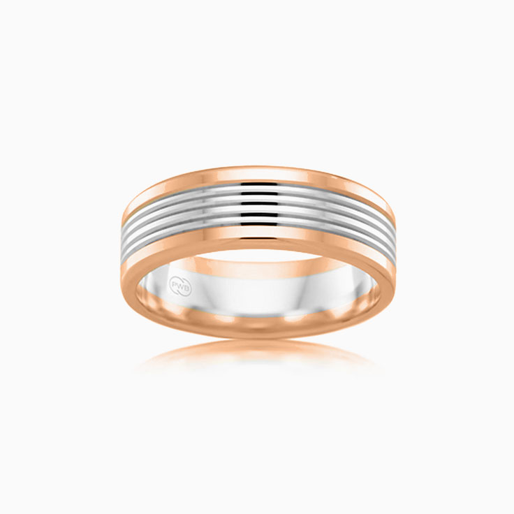 Two tone mens wedding ring 2T2703