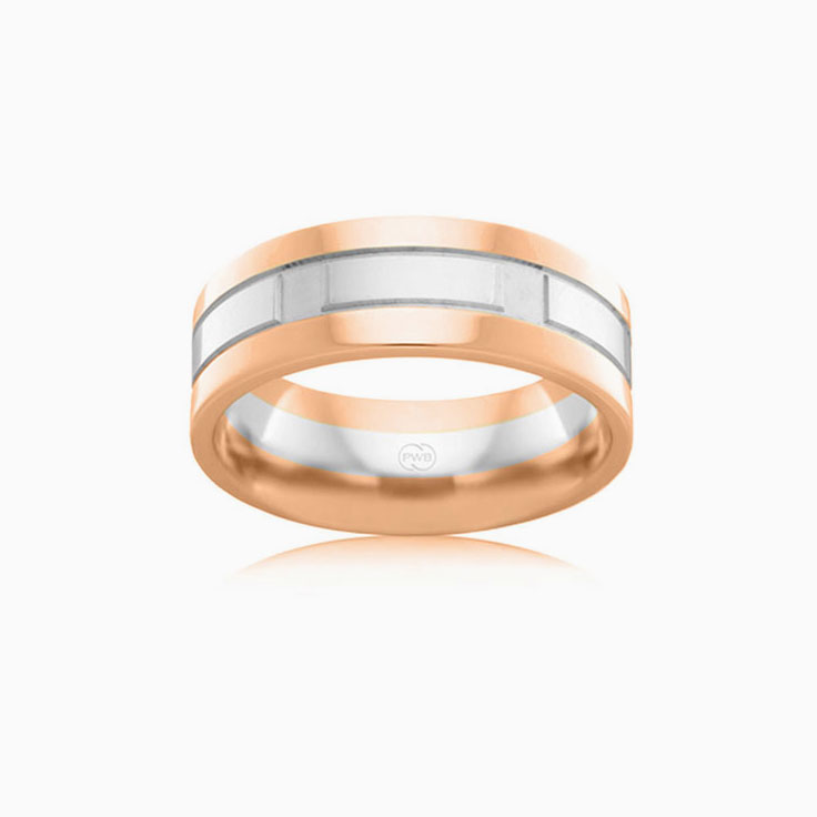 Two Tone mens wedding ring 2T3690