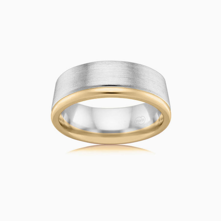 Two tone Mens wedding ring 2T3881