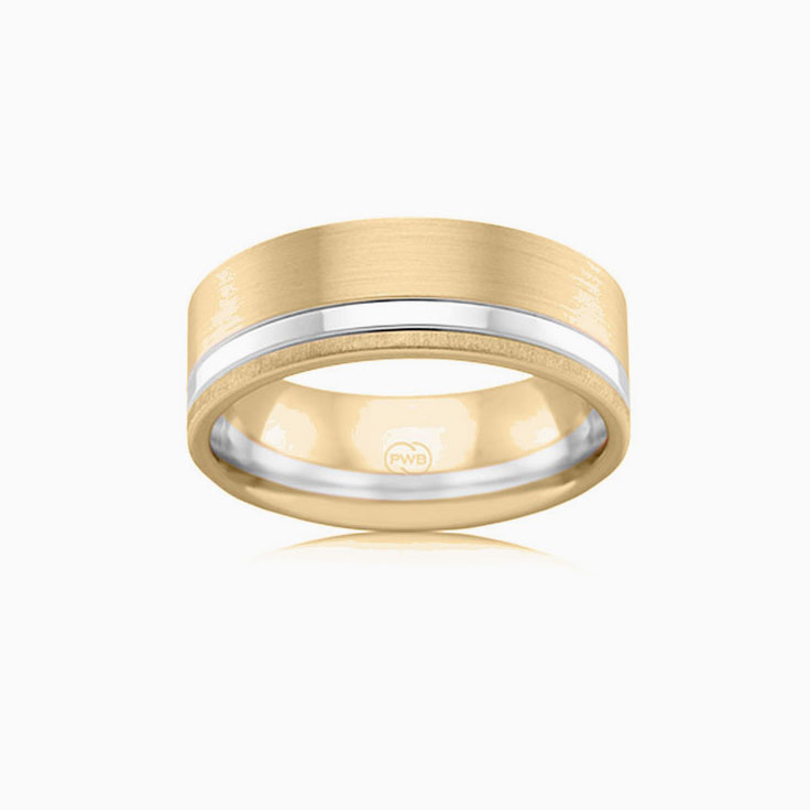 Two tone Mens wedding ring 2T3925
