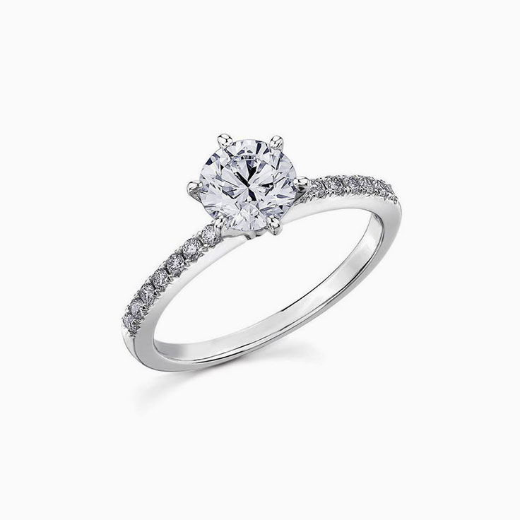 Round brilliant cut diamond in a six claw setting