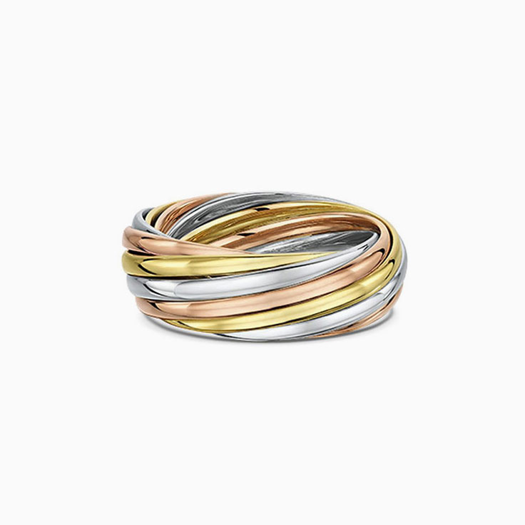 Polished Three Tone Wedding Ring