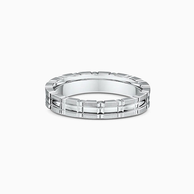 Carved Mens Wedding Ring