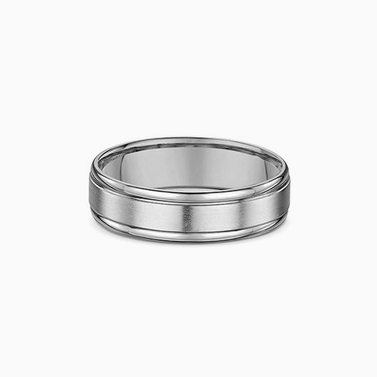 Brushed Centre Two Tone Mens Wedding Ring