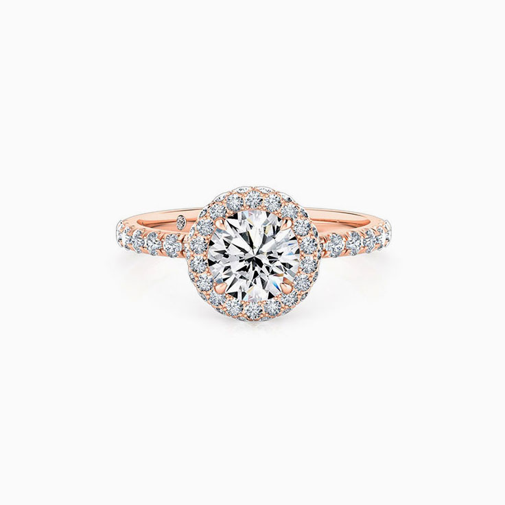 Round Brilliant Cut Diamond Engagement Ring With a 3DHalo