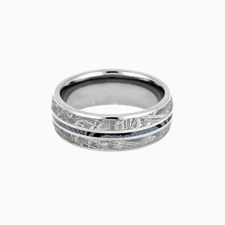 Mens Titanium Band With Mokume And Meteorite