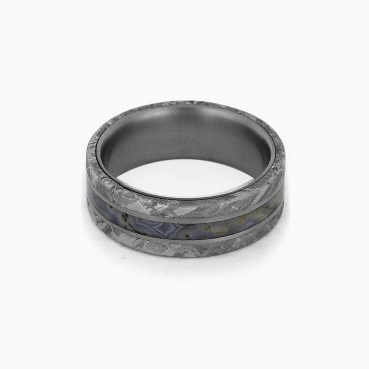 Dinosaur Bone Band With Meteorite Edges