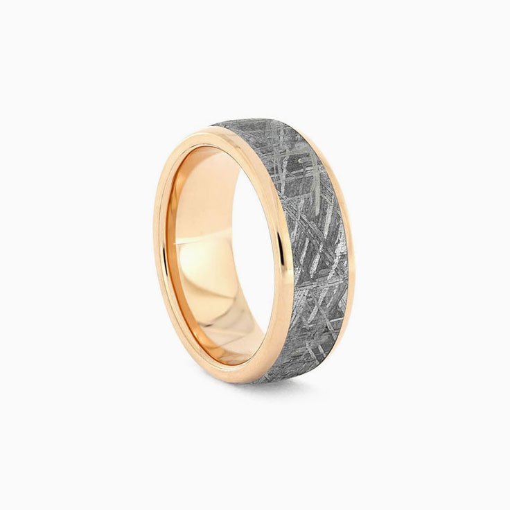 Gibeon Meteorite Band With Rose Gold