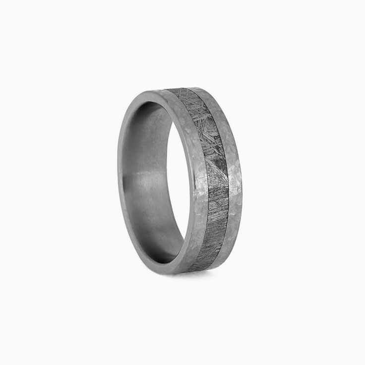 Mens Titanium Ring With Gibeon Meteorite