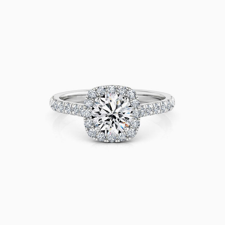 Round Diamond with a cushion halo ring