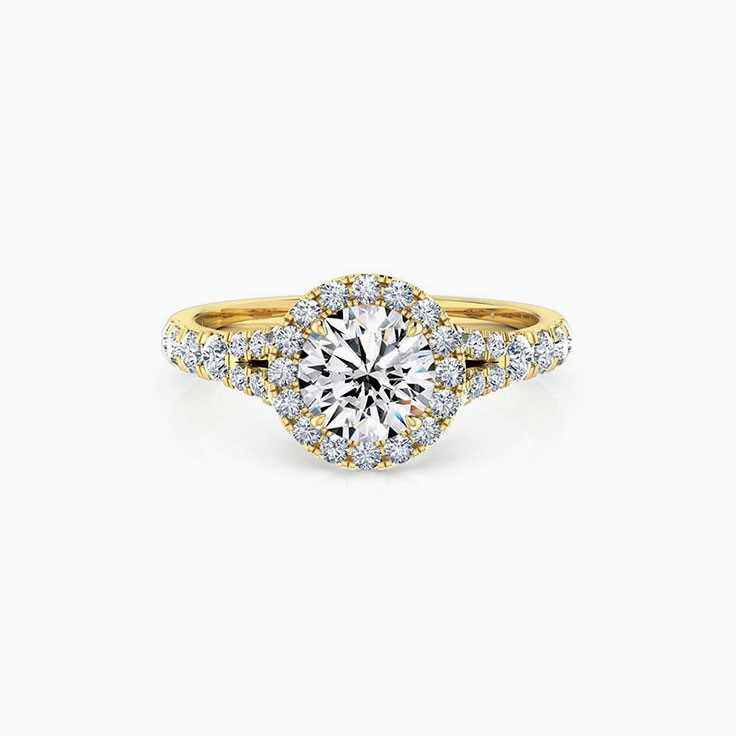 Round diamond on a split band engagement ring