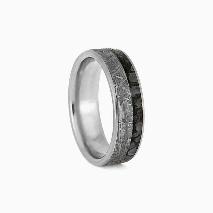 Dinosaur Bone Band With Meteorite