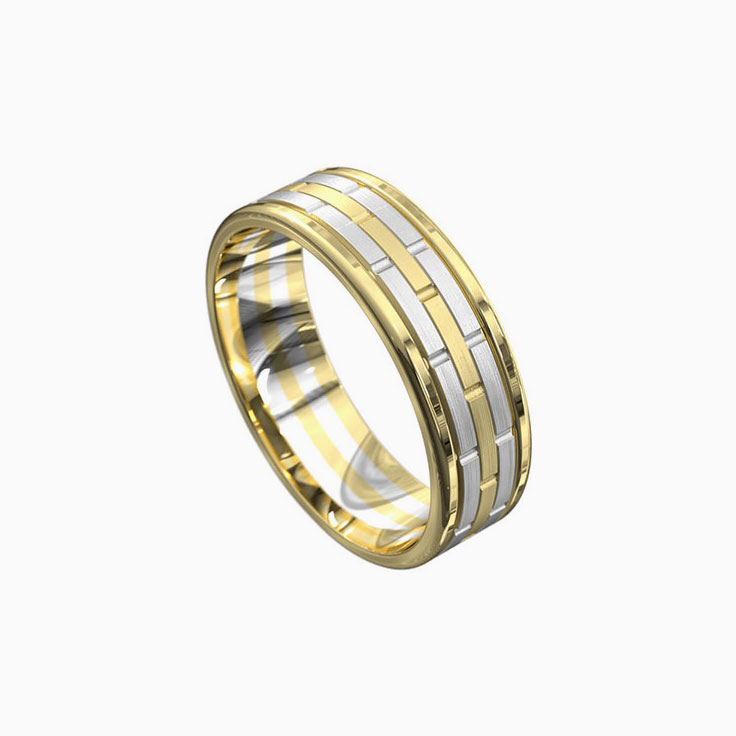Brick Pattern Mens Ring 5086