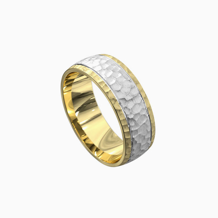 Full Hammered mens ring 6026