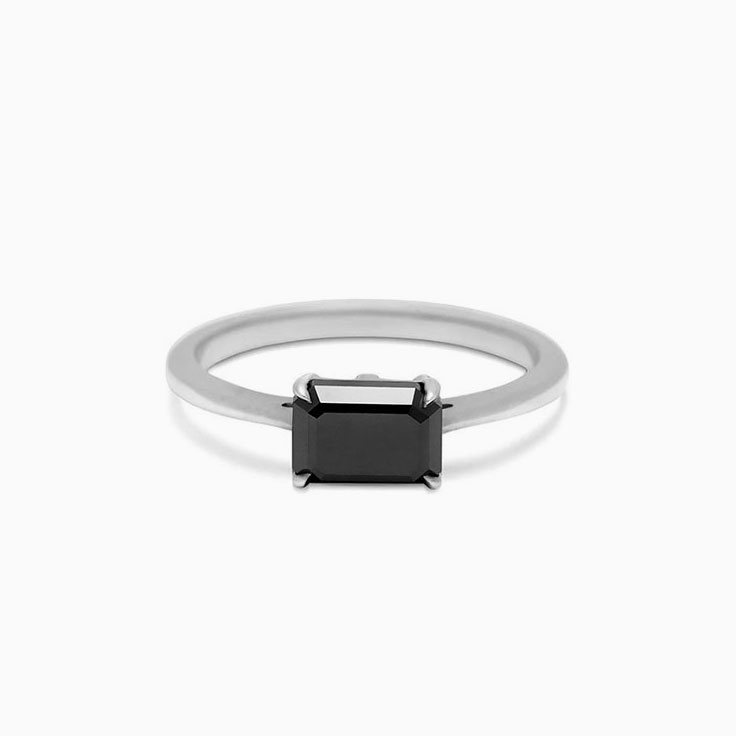 Black diamond emerald cut ring