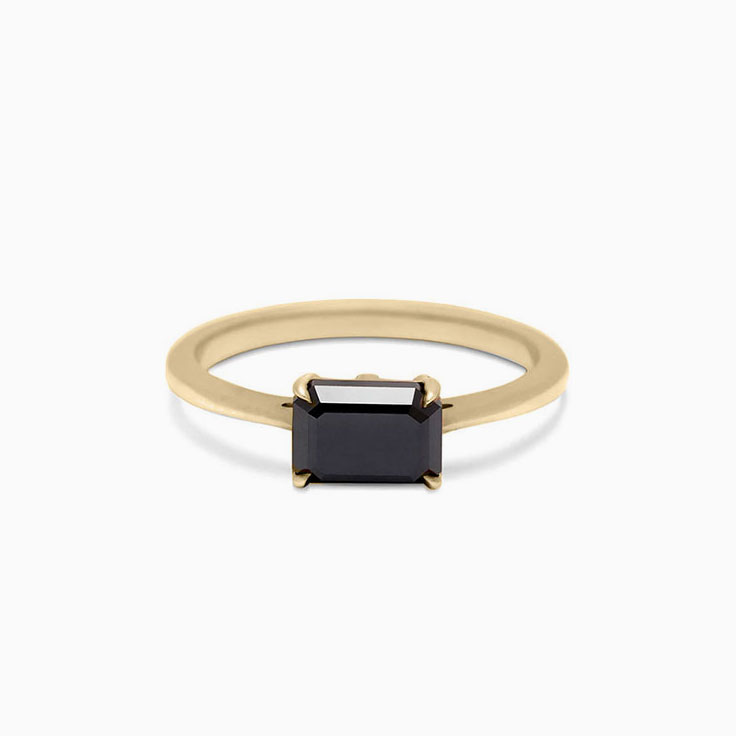 Black diamond emerald cut ring