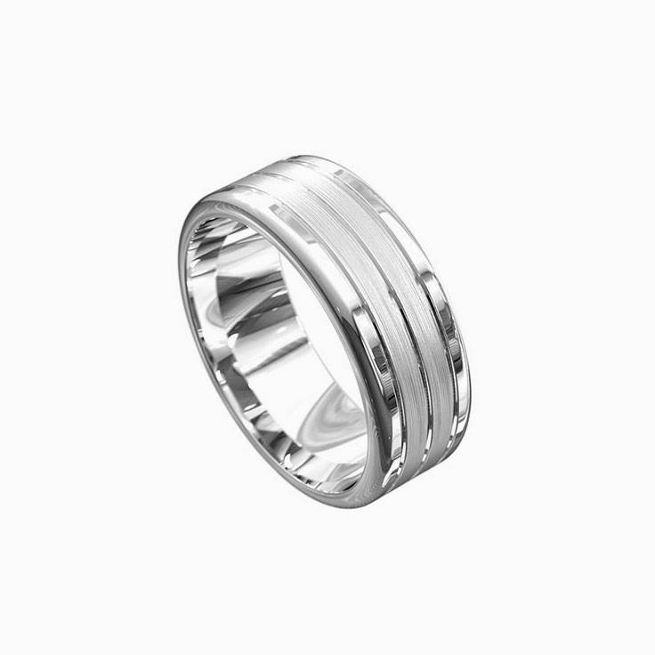 Grooved mens ring 4044