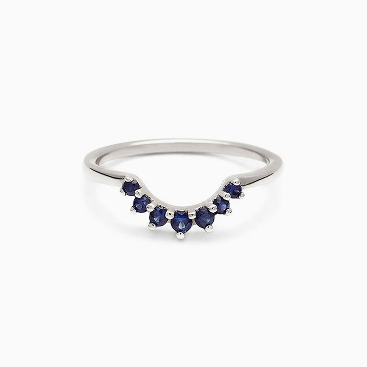 Blue sapphire tiara wedding ring