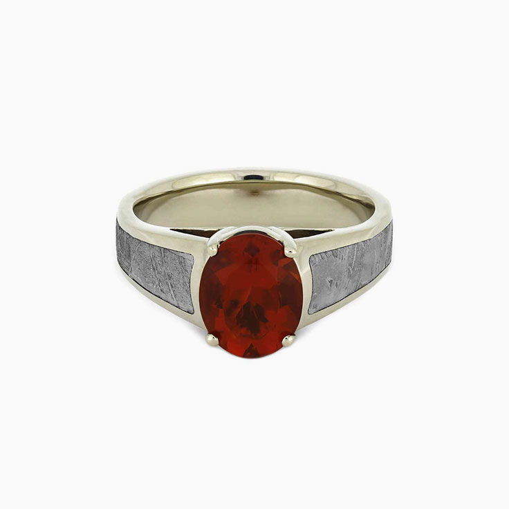 Meteorite And Opal Engagement Band