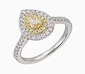 Yellow diamond double halo engagement ring