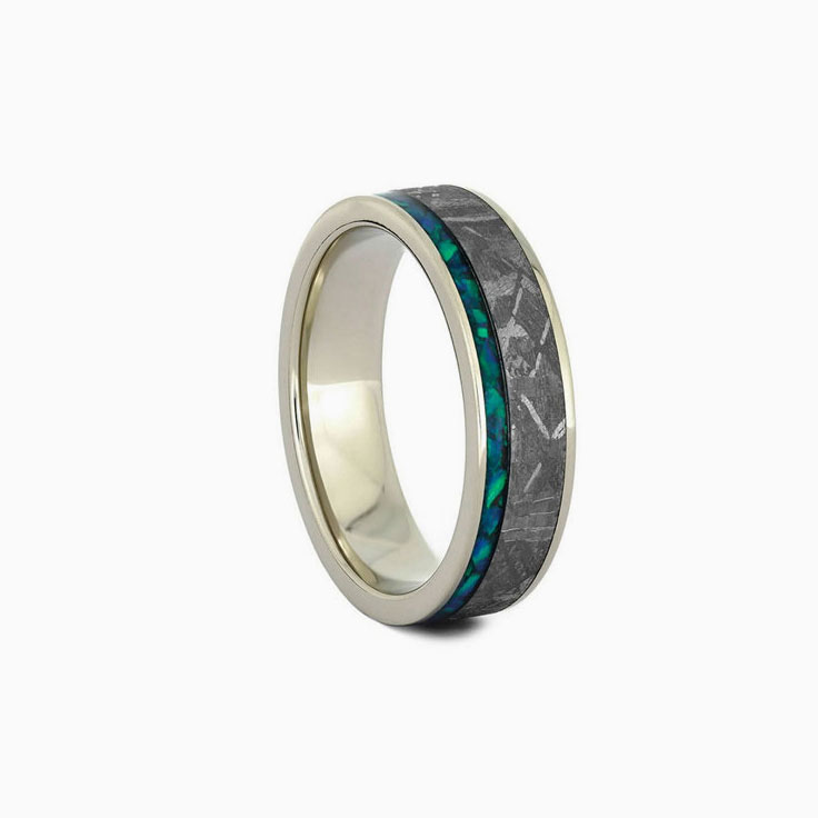 Meteorite And Blue Opal Band