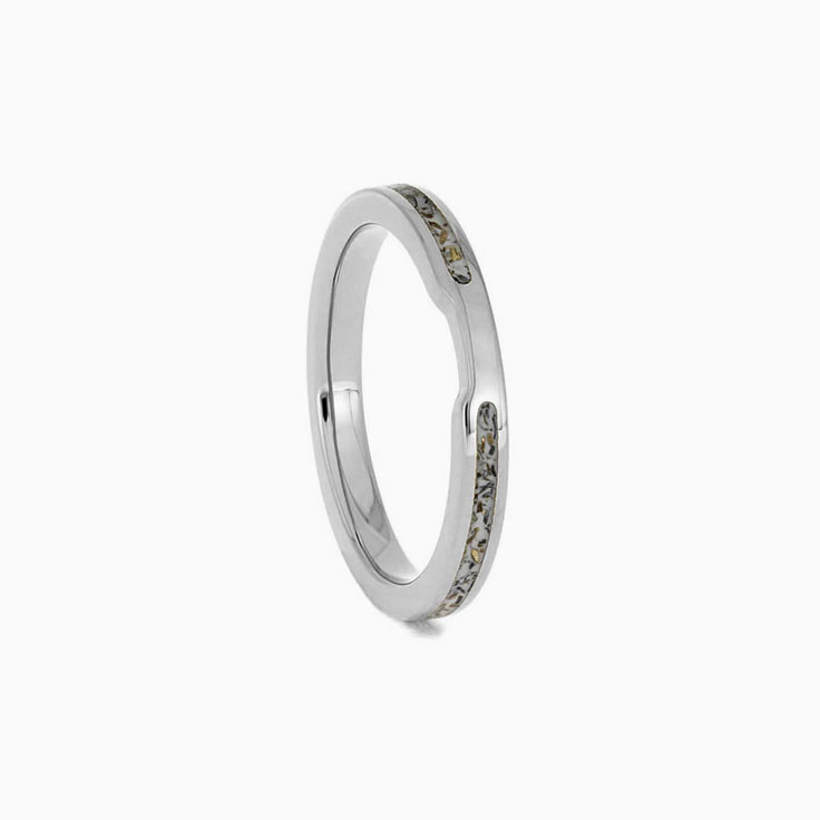 Womens White Stardust Wedding Band
