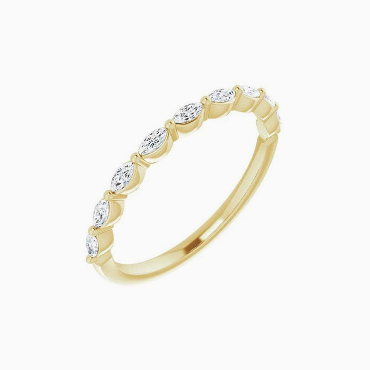 Marquise Cut wedding  Band