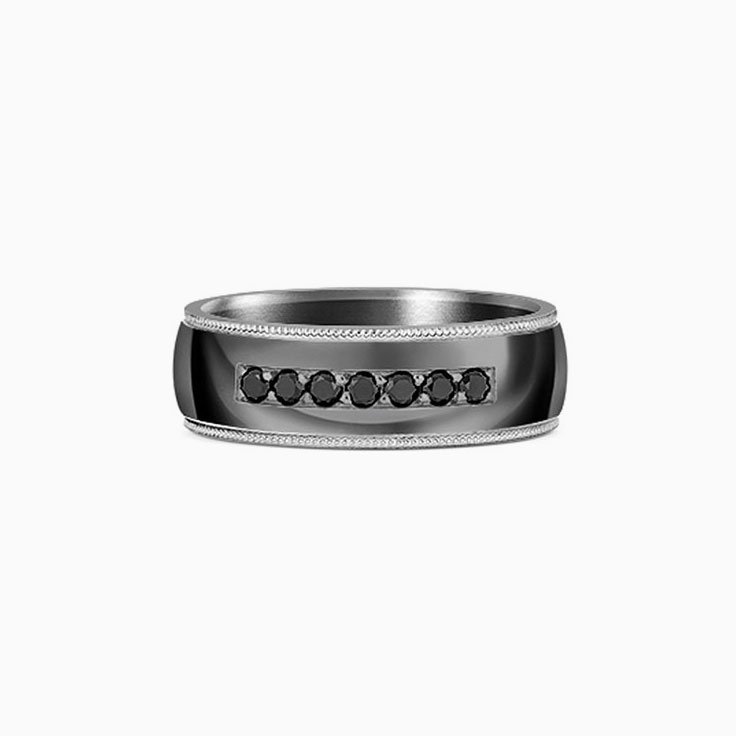 Diamond and miligrain tantalum band