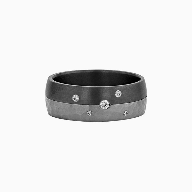 Hammered Gold and Tantalum Mens Ring