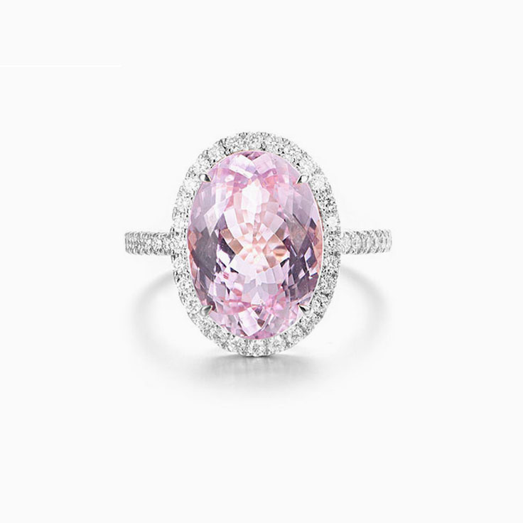 Pink Kunzite and diamond ring