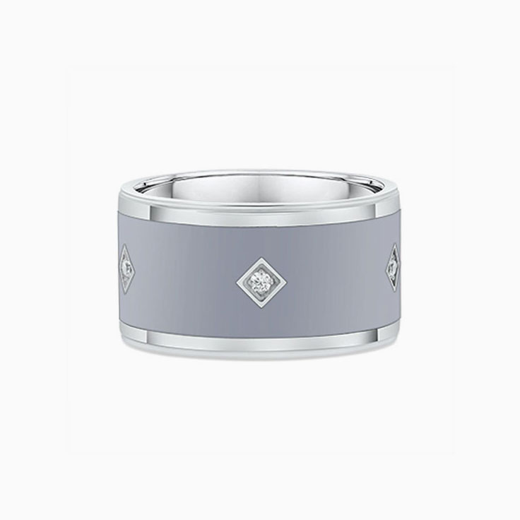 Grey Ceramic Diamond Ring