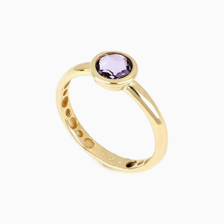 Purple Amethyst Womens Moon Ring