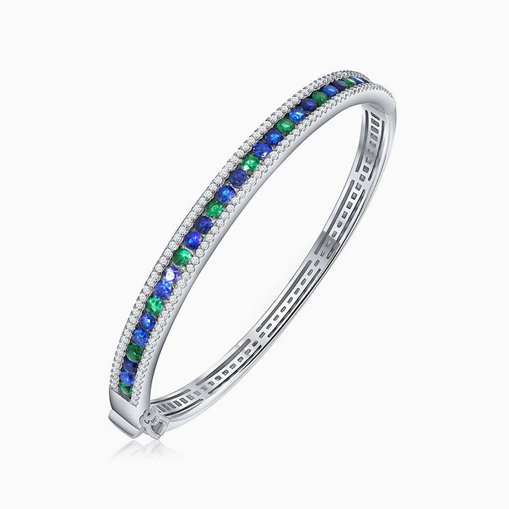 Green and Blue Sapphire Bangle