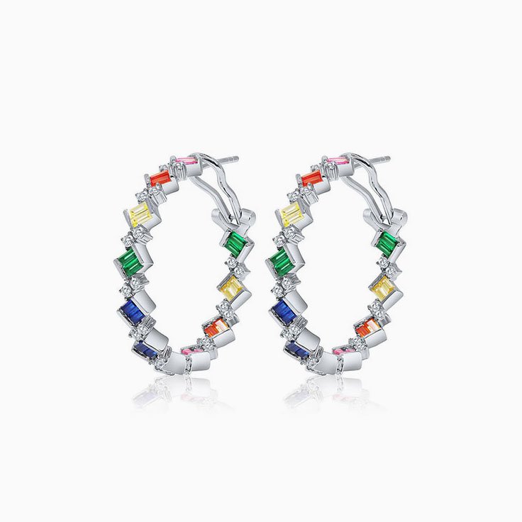 Multi Sapphire and Diamond Hoops