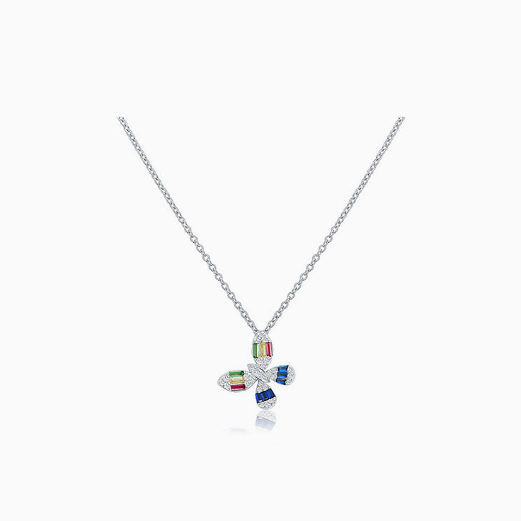 Butterfly Rainbow Pendant Necklace