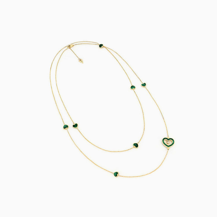 Malachite Diamond Heart Necklace