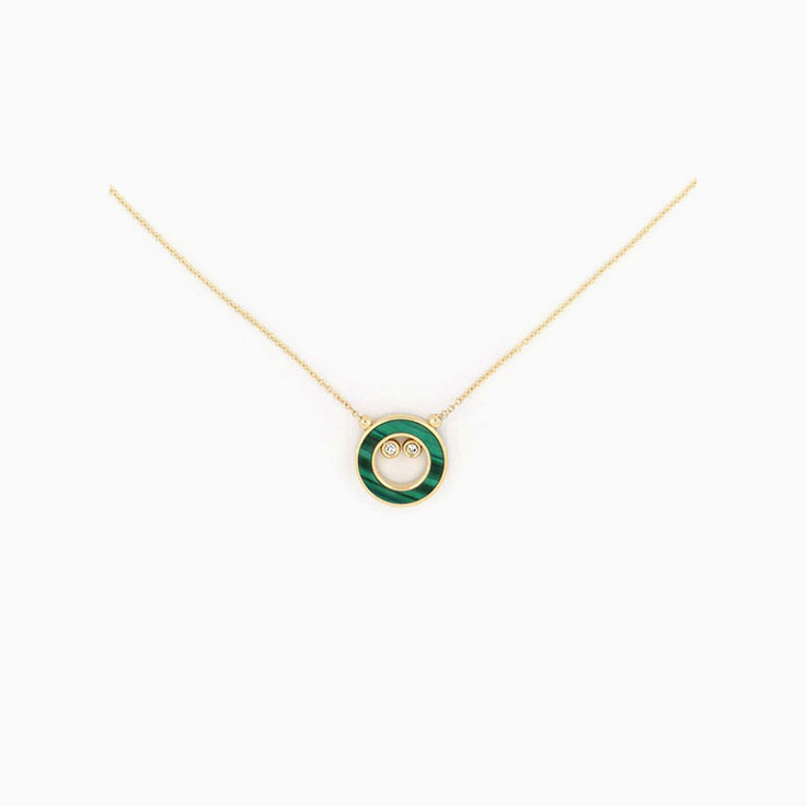Circle Malachite And Diamond Necklace