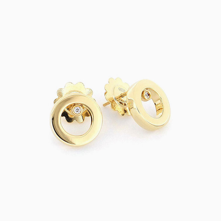 Circle Gold and Diamond Studs