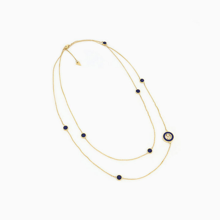 Long Blue Lapis Lazuli and Diamond Necklace
