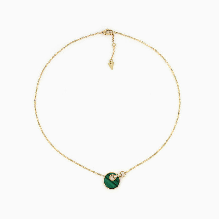 Green Malachite and Diamond Necklace