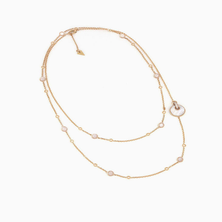 Long White Gemstone and Diamond Necklace
