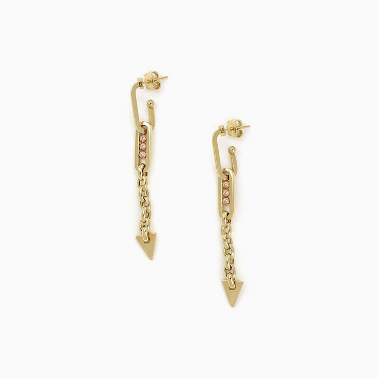 Gold Earrings With Rose Spheres