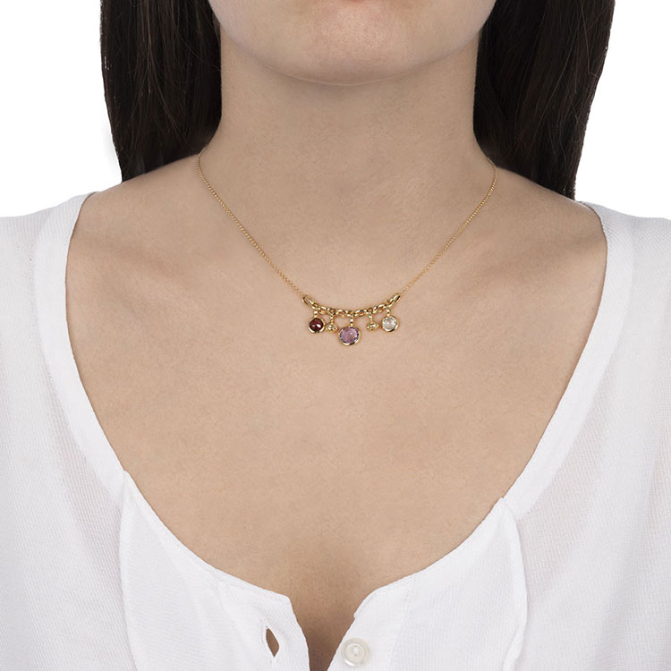 Moon Necklace with Natural Stones