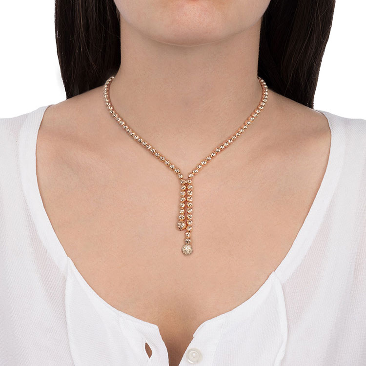 Rose Gold Necklace With Diamond Sphere