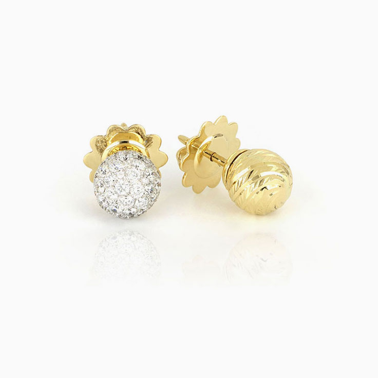 Yellow Gold And Diamond Studs