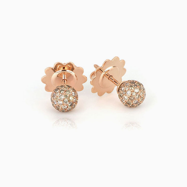 Diamond And Rose Gold Round Studs